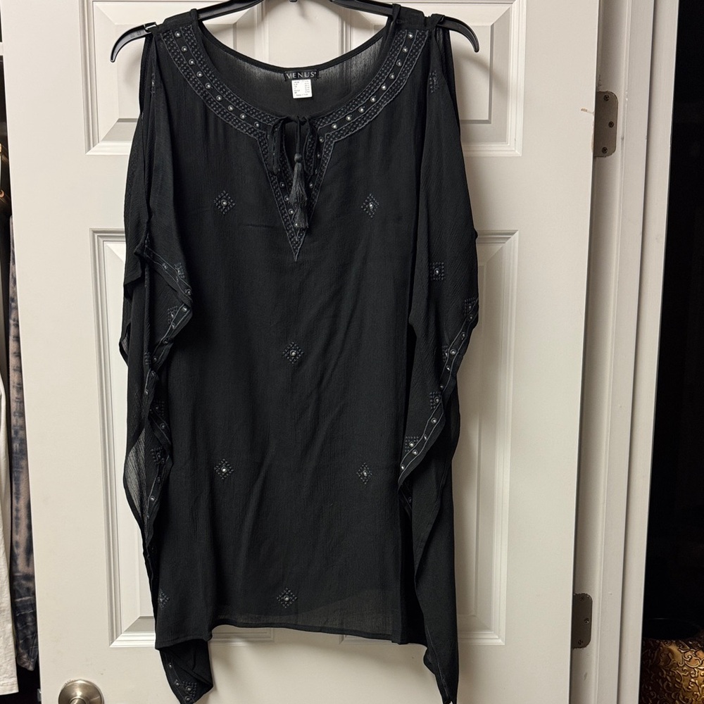 VENUS Black Swimsuit Coverup with Split Sleeves - Size L/XL